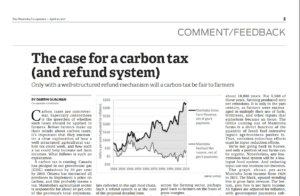 Darrin Qualman editorial in the Manitoba Co-operator advocating a carbon tax on agriculture